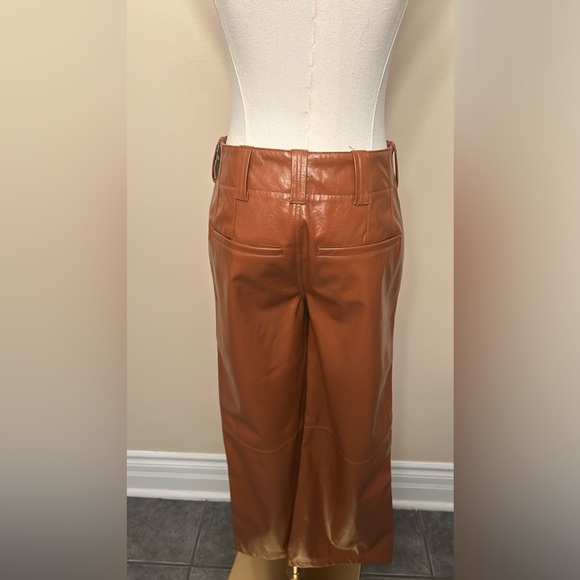 FREE PEOPLE Star Crossed Lovers Faux Leather Tan Trousers size 0 - Picture 13 of 14